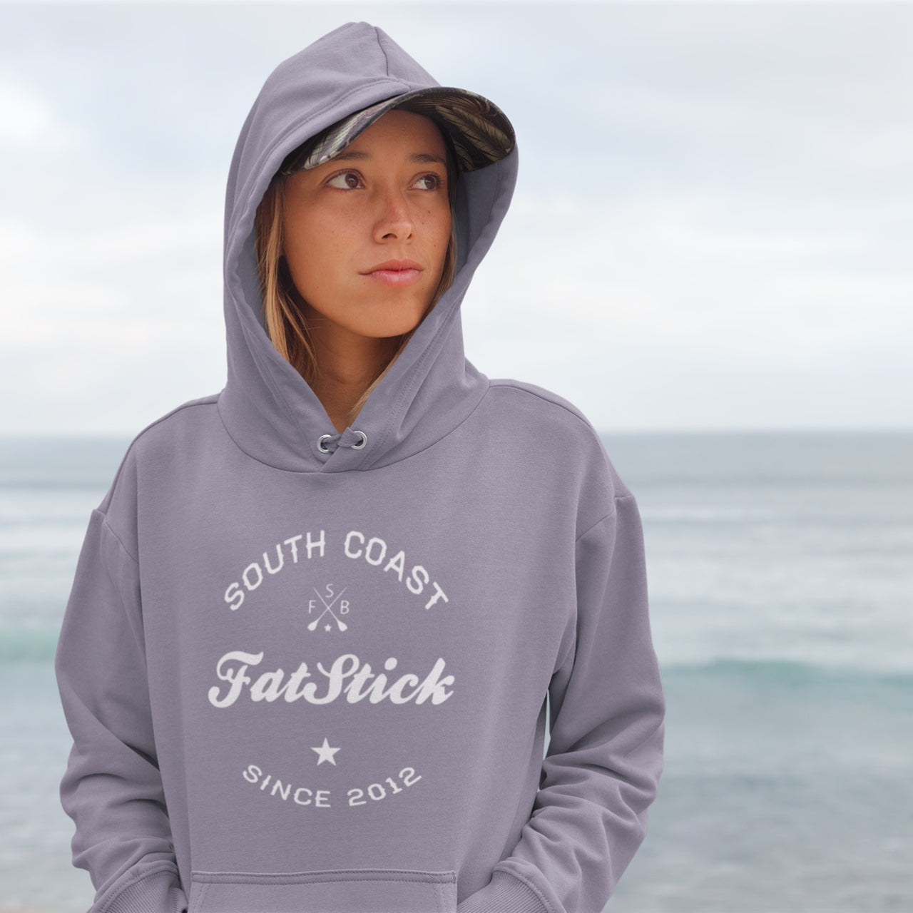 FatStick South Coast Unisex Hoodie – Eco-Friendly Cotton Flock Print