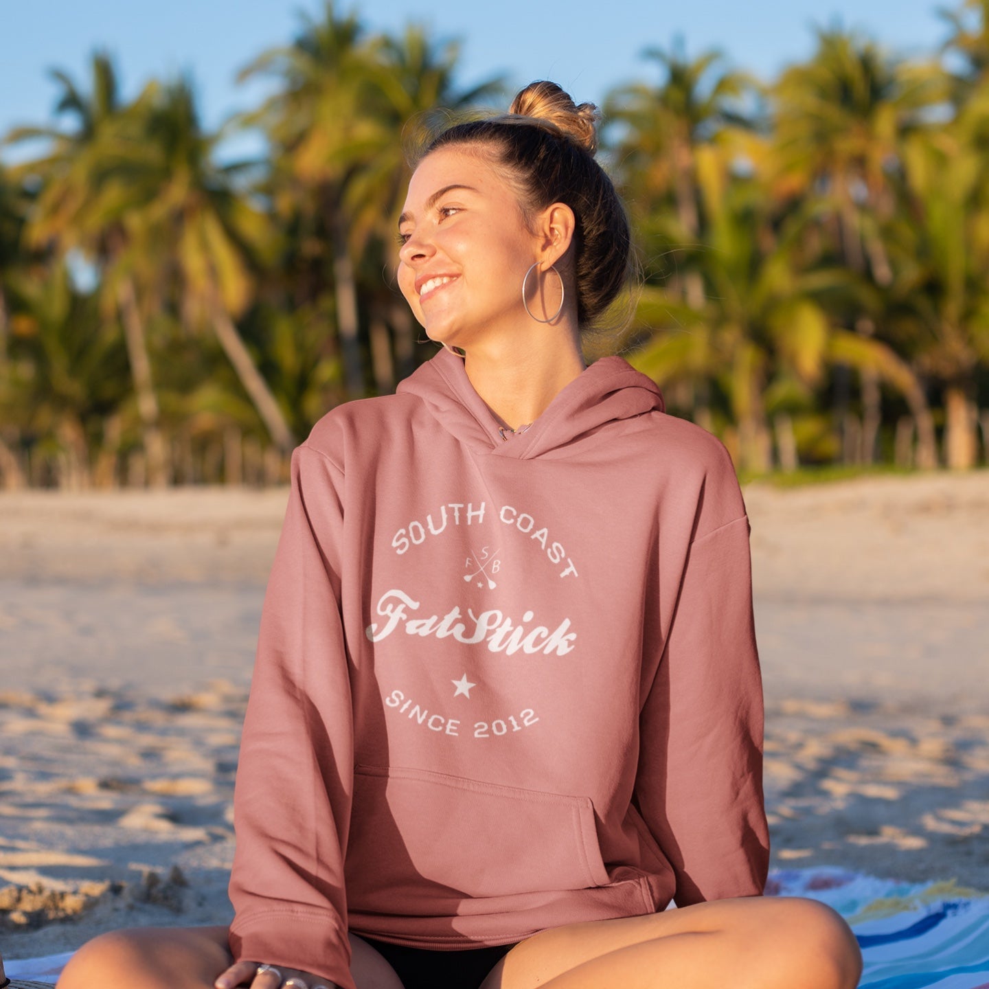 FatStick South Coast Unisex Hoodie – Eco-Friendly Cotton Flock Print