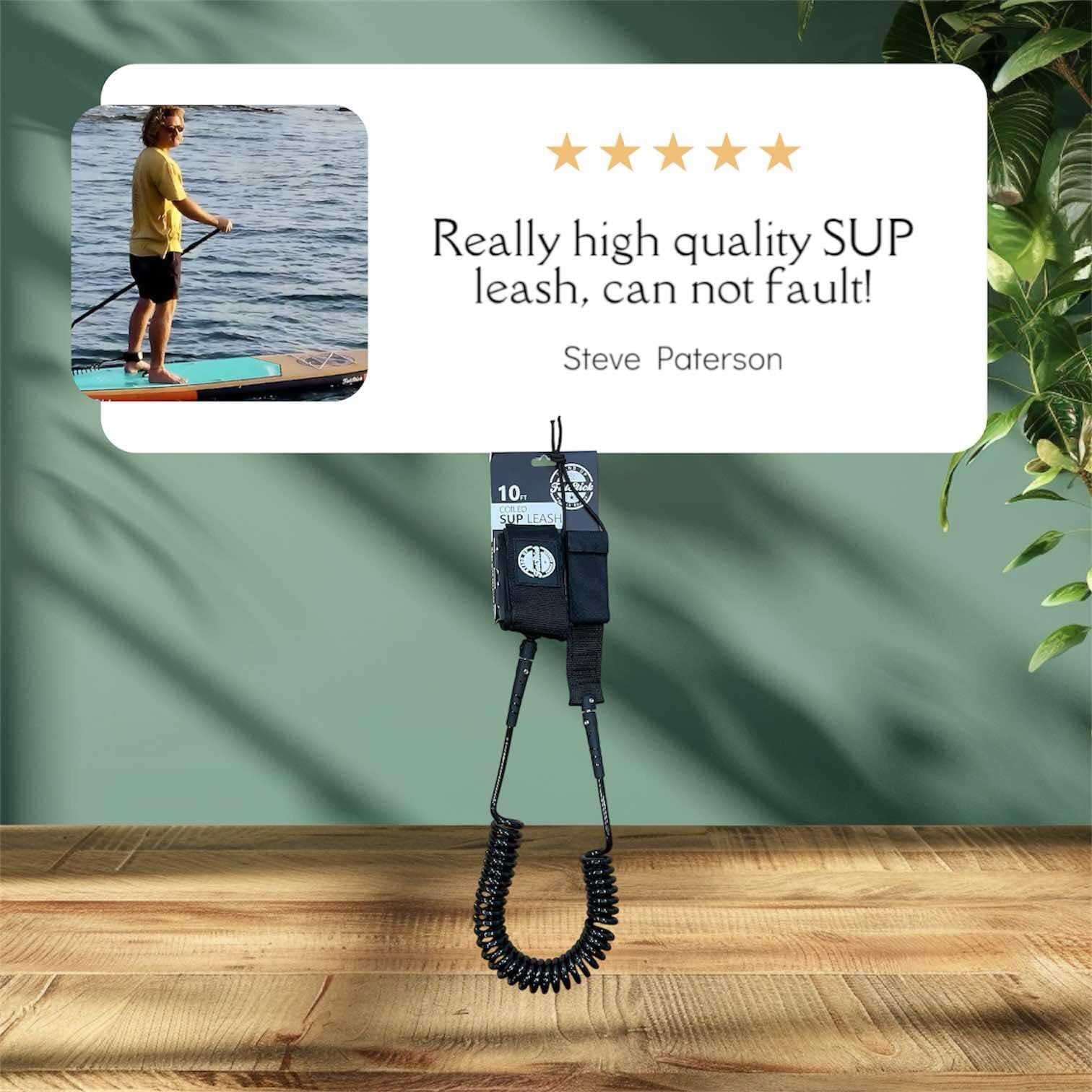 FatStick Boards Coiled SUP Paddle Board Ankle Leash – 10ft Safety Cord