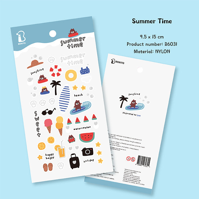 LuLuFun Studio Bonito Summer Time Decorative Sticker Sheet – 9.5x15cm