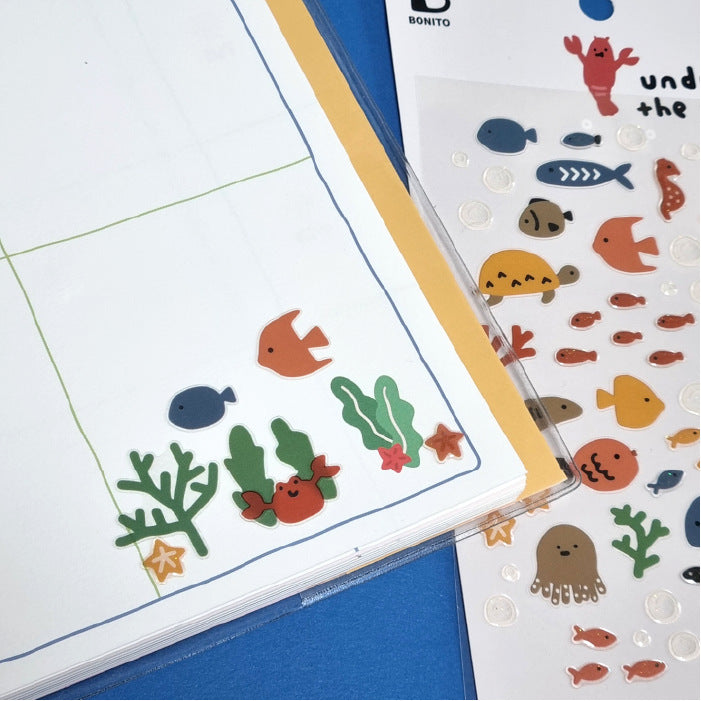 Bonito Under The Sea Decorative Stickers - Whimsical Korean Stationery