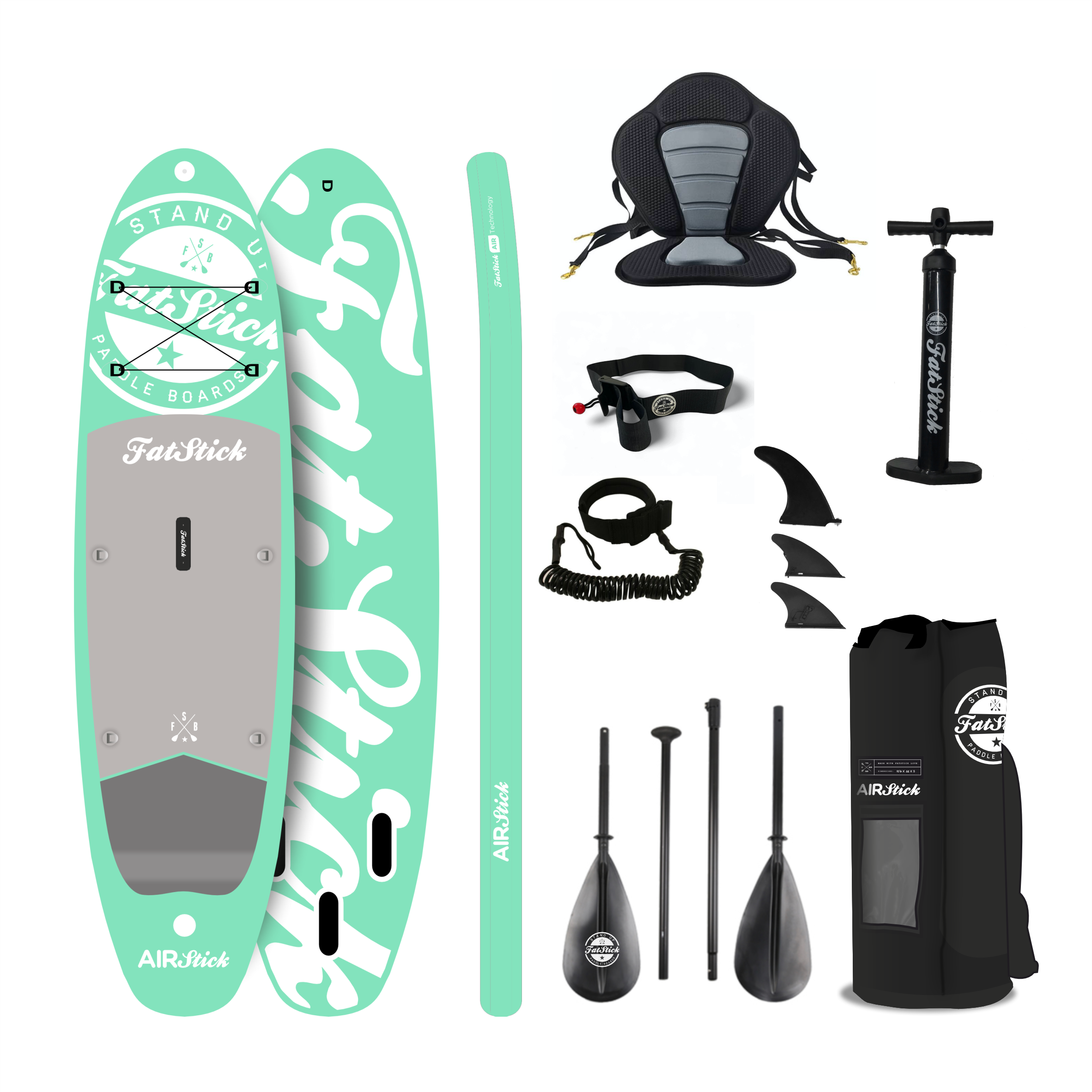 FatStick AirStick 10'6 Inflatable Stand Up Paddle Board Kayak Hybrid