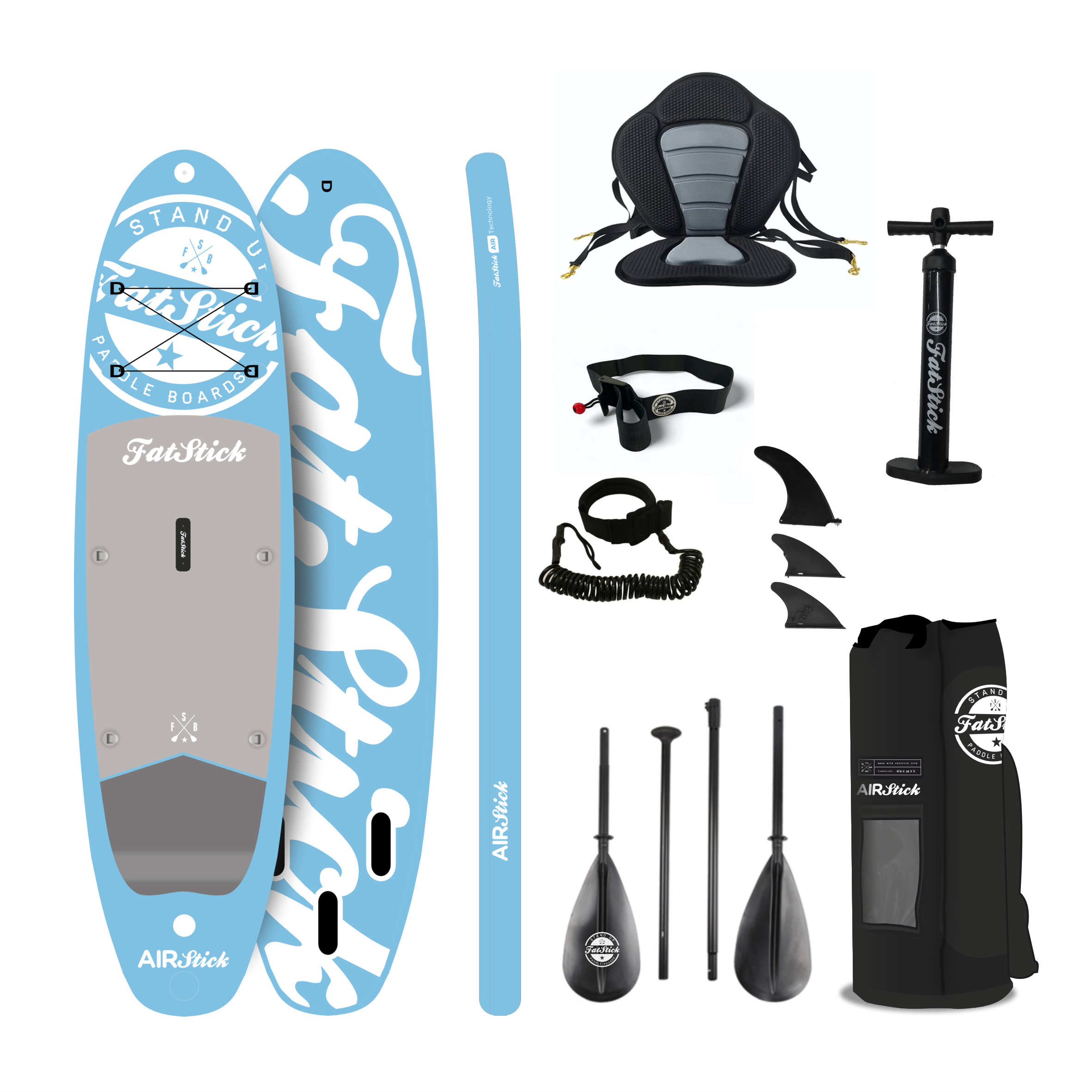 FatStick AirStick 10'6 Inflatable Stand Up Paddle Board Kayak Hybrid