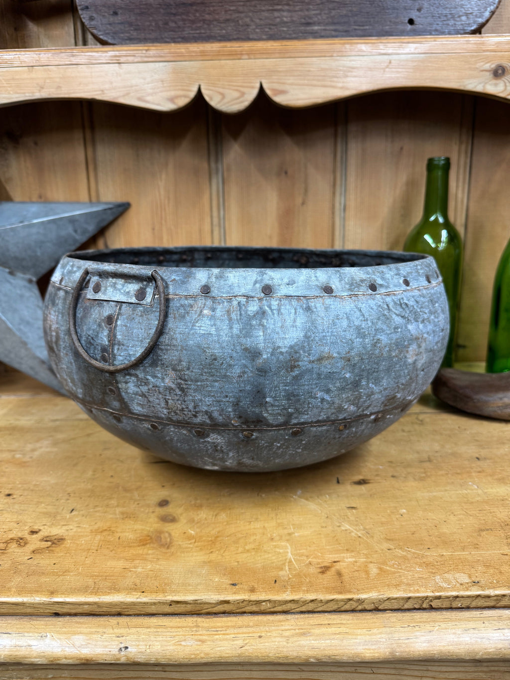 Vintage Indian Riveted Metal Water Pot | Rustic Warehouse Norfolk