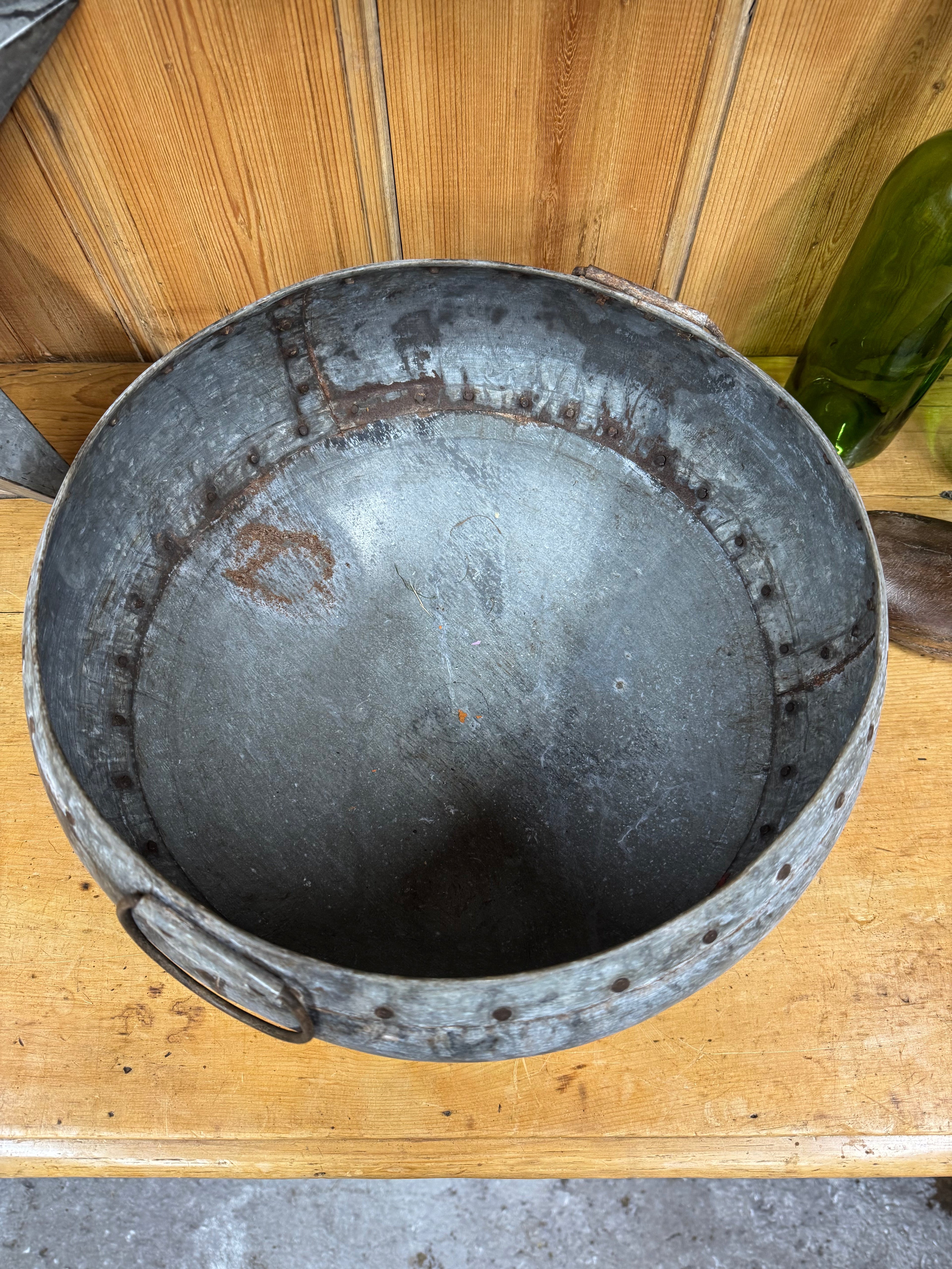 Vintage Indian Riveted Metal Water Pot | Rustic Warehouse Norfolk