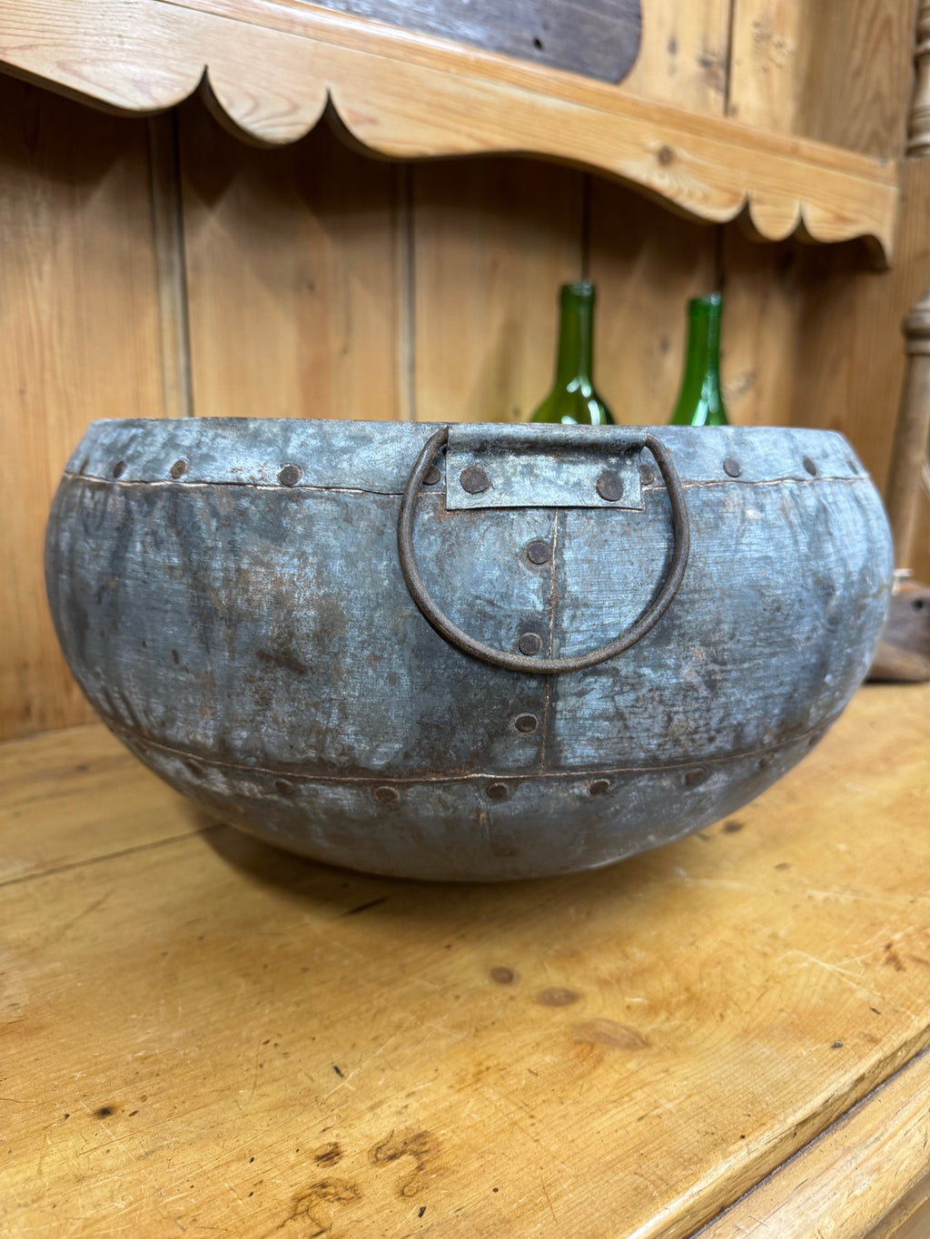 Vintage Indian Riveted Metal Water Pot | Rustic Warehouse Norfolk