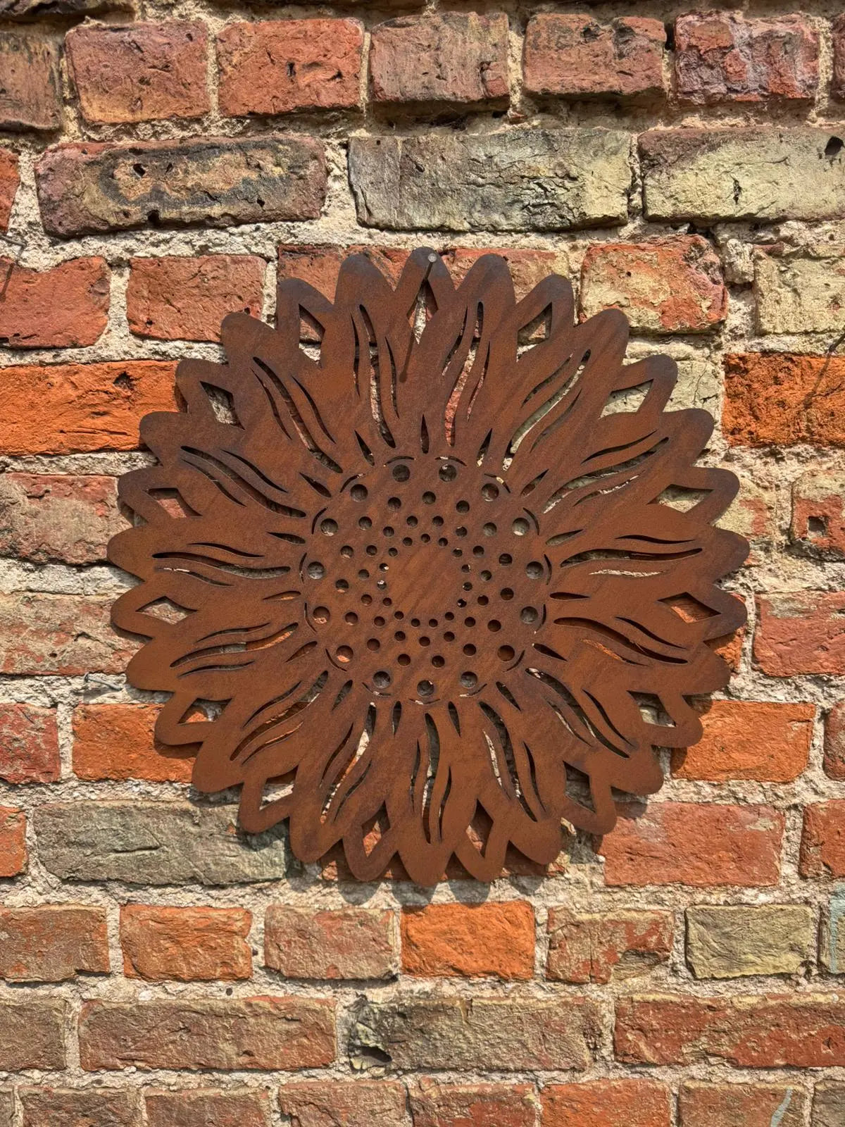 Rustic Metal Sunflower Garden Wall Art – 55cm Steel Outdoor Sculpture