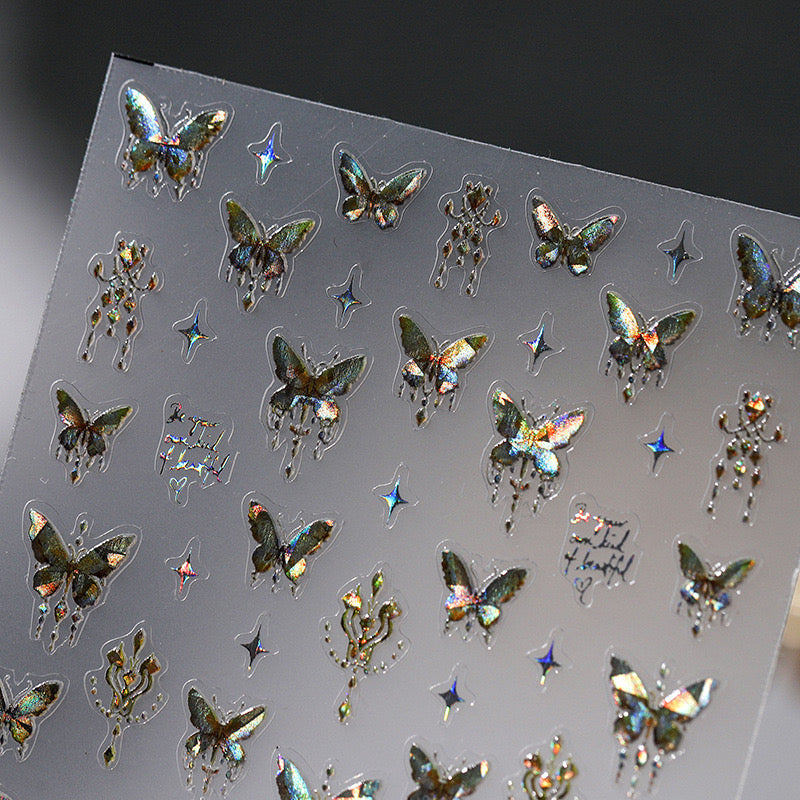 LuLuFun Studio Gold Butterfly 5D Nail Deco Stickers - 1 Sheet Set