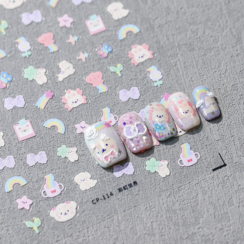 LuLuFun Studio Rainbow Dream Cat Nail Deco Stickers for DIY Manicure