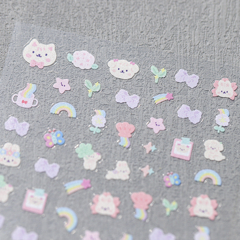 LuLuFun Studio Rainbow Dream Cat Nail Deco Stickers for DIY Manicure