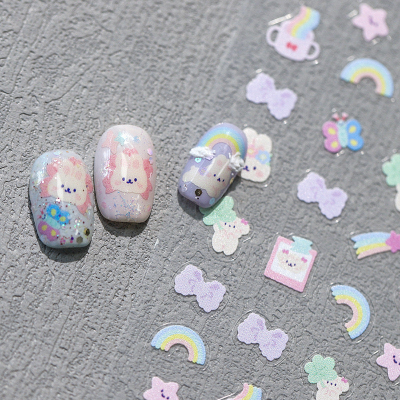 LuLuFun Studio Rainbow Dream Cat Nail Deco Stickers for DIY Manicure