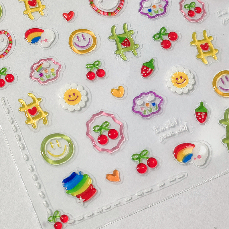 LuLuFun Studio Emoji 5D Jelly Nail Deco Stickers - 3D Manicure Art Decals