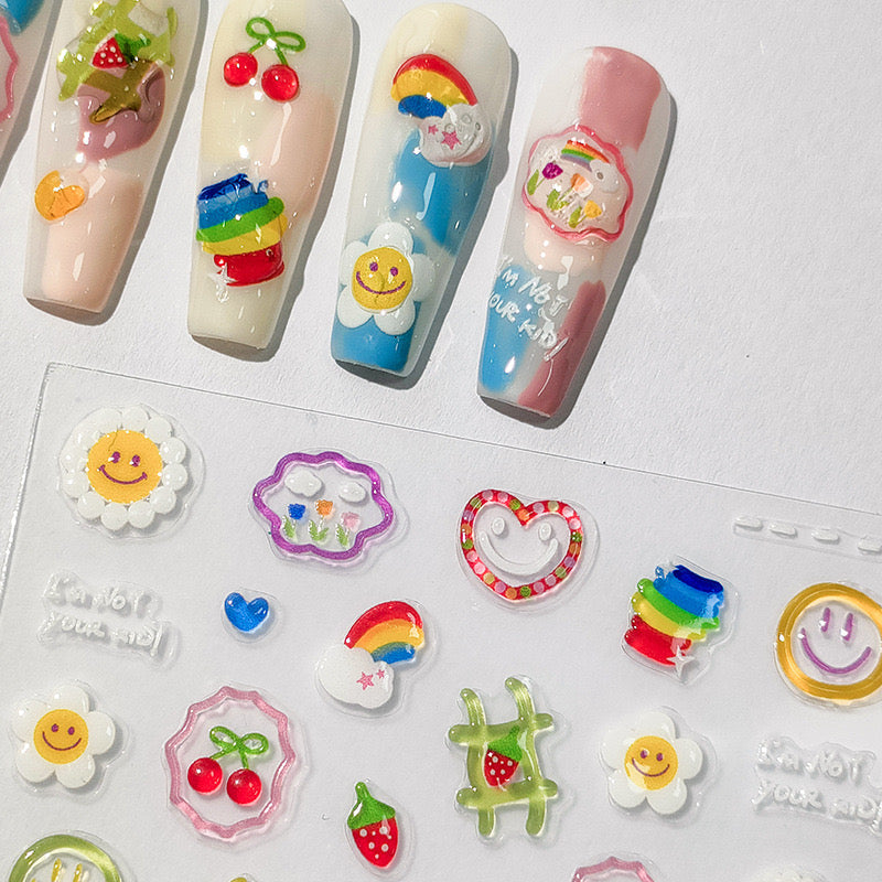 LuLuFun Studio Emoji 5D Jelly Nail Deco Stickers - 3D Manicure Art Decals