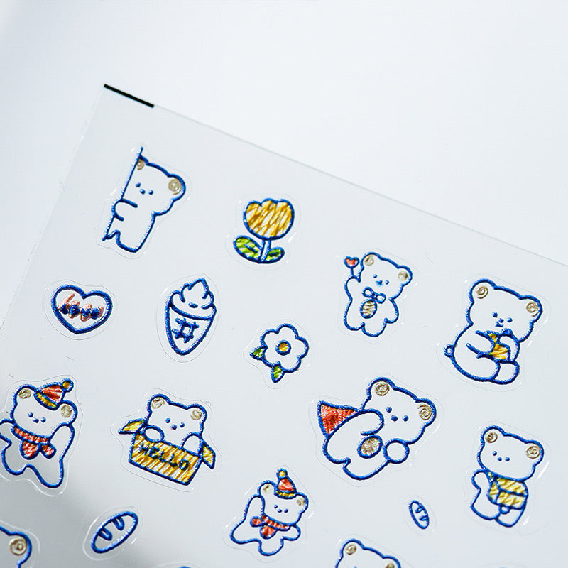 LuLuFun Studio Super Bear Nail Deco Stickers - DIY Nail Art Decals