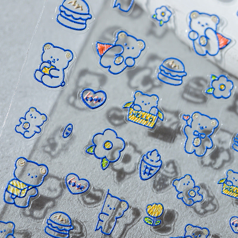 LuLuFun Studio Super Bear Nail Deco Stickers - DIY Nail Art Decals