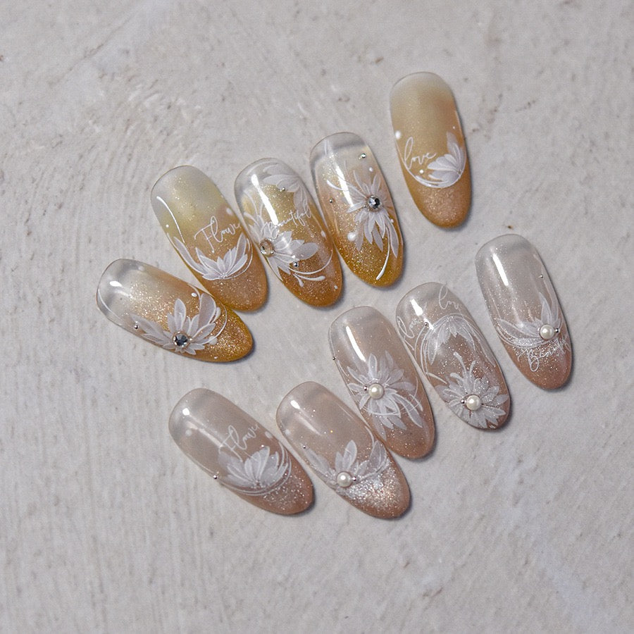 LuLuFun Studio 5D Diamond Flower Nail Deco Stickers – Spring White