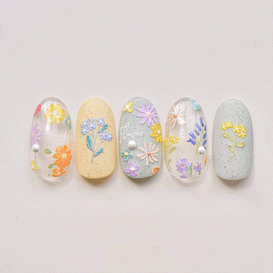 LuLuFun Studio Spring Wild Flower Nail Deco Stickers - Floral Nail Art
