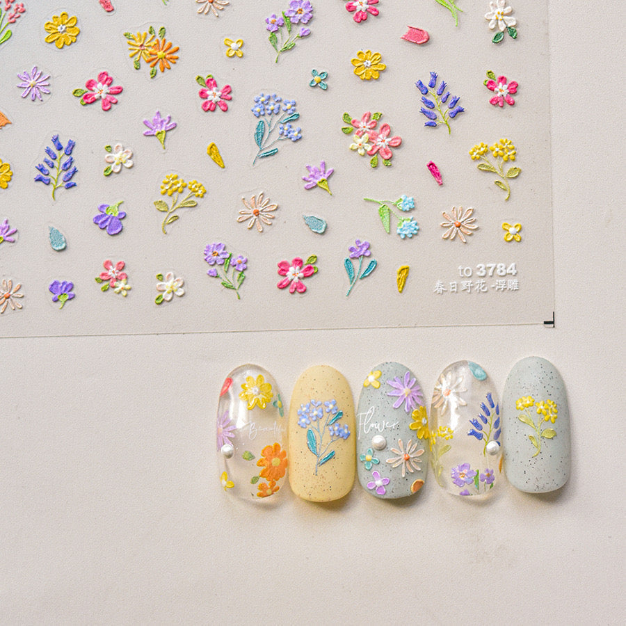 LuLuFun Studio Spring Wild Flower Nail Deco Stickers - Floral Nail Art
