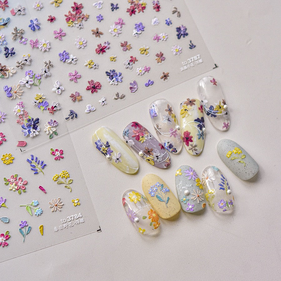 LuLuFun Studio Spring Wild Flower Nail Deco Stickers - Floral Nail Art
