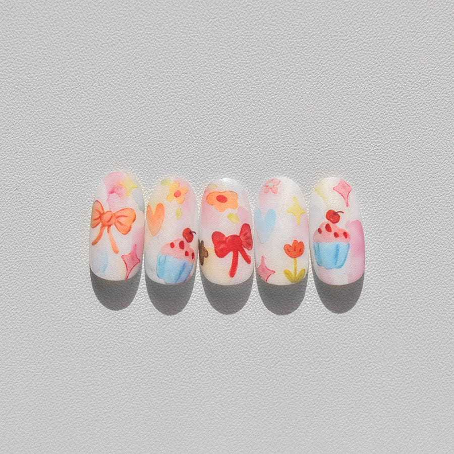 LuLuFun Studio Kawaii Bowknot Cake Flower Nail Art Deco Stickers - 1 Sheet