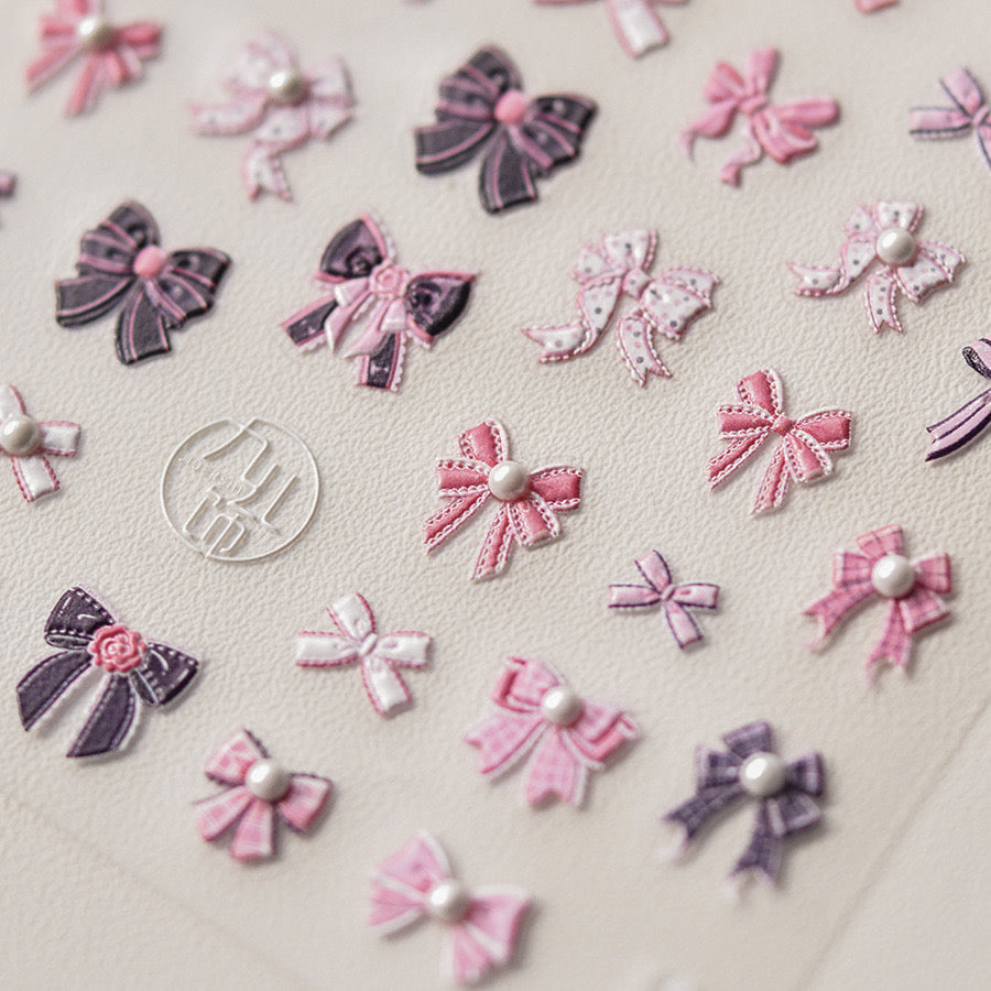 LuLuFun Studio Black Pink Bowknot Nail Deco Stickers - DIY Nail Art