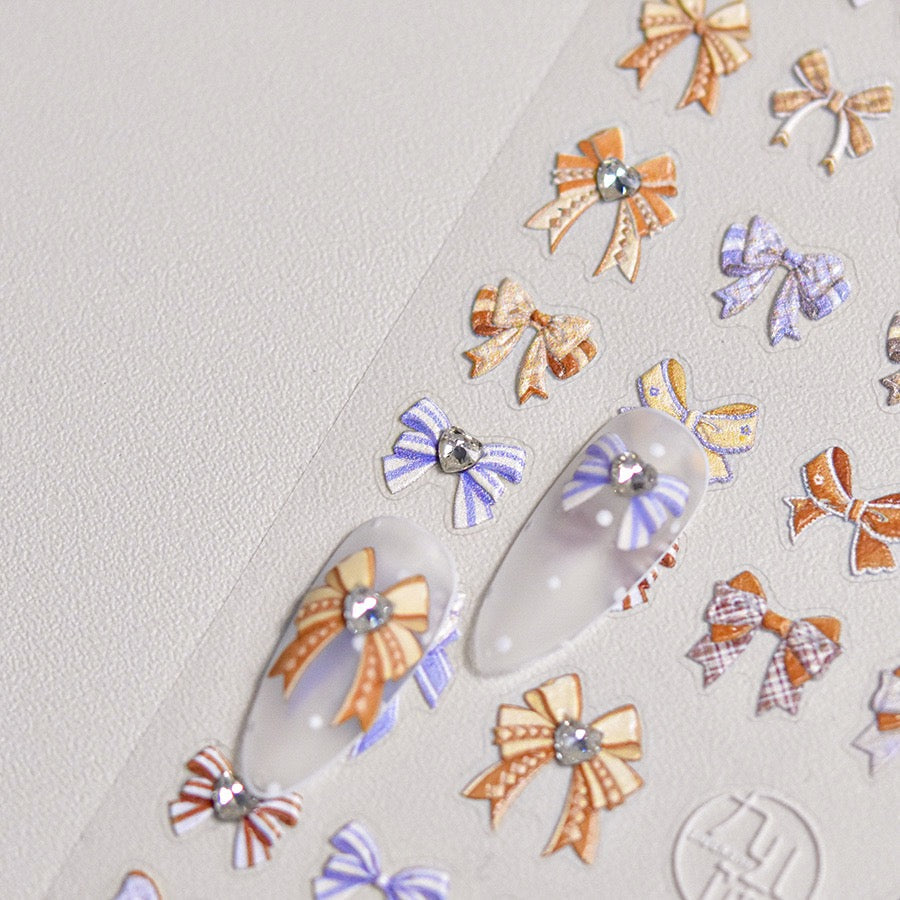 LuLuFun Studio Kawaii Bowknot Nail Deco Stickers – Ultra-Thin Nail Art