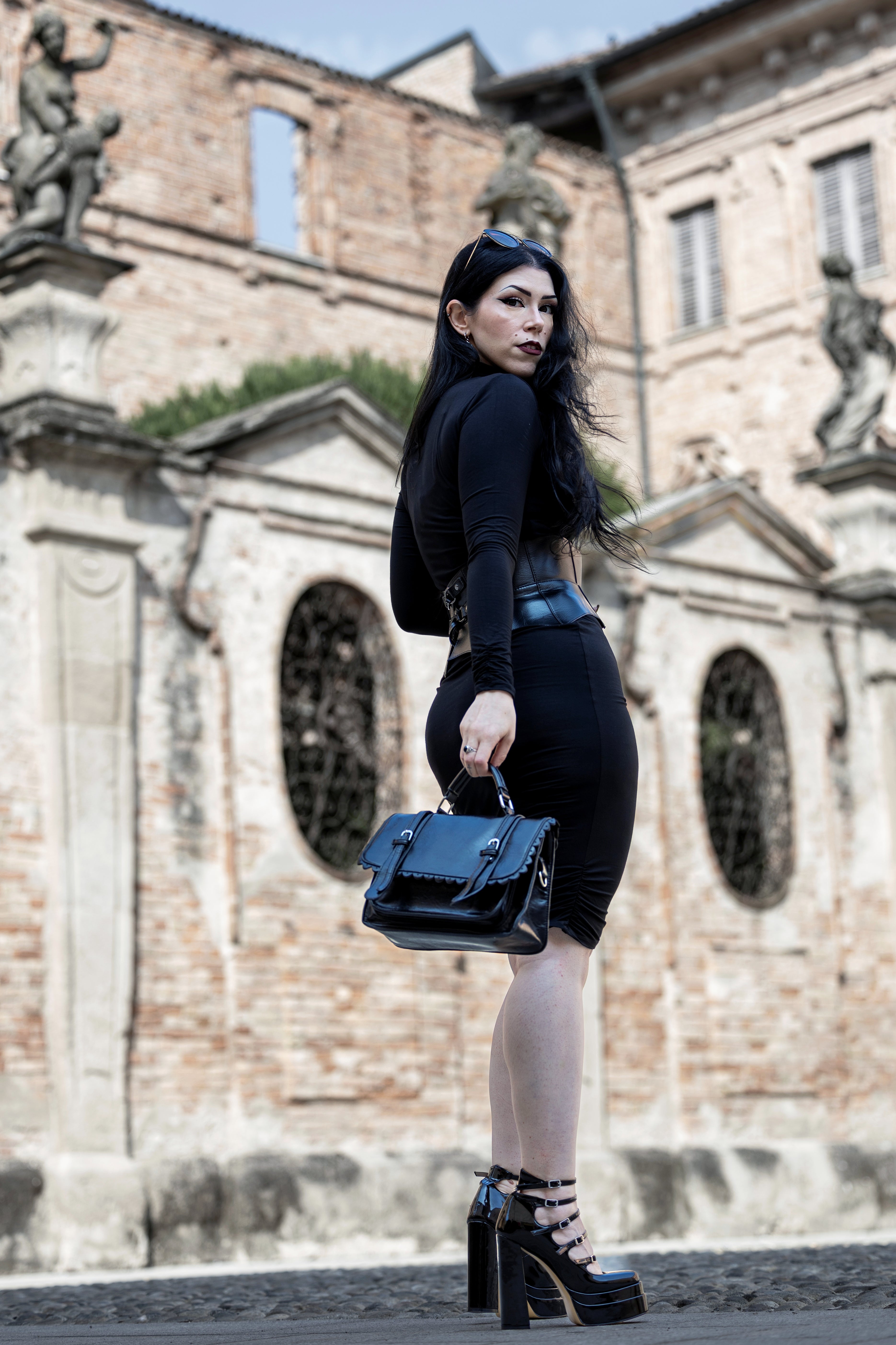 Necessary Evil Nyx Goth Midi Dress | Black Viscose Jersey Punk Style