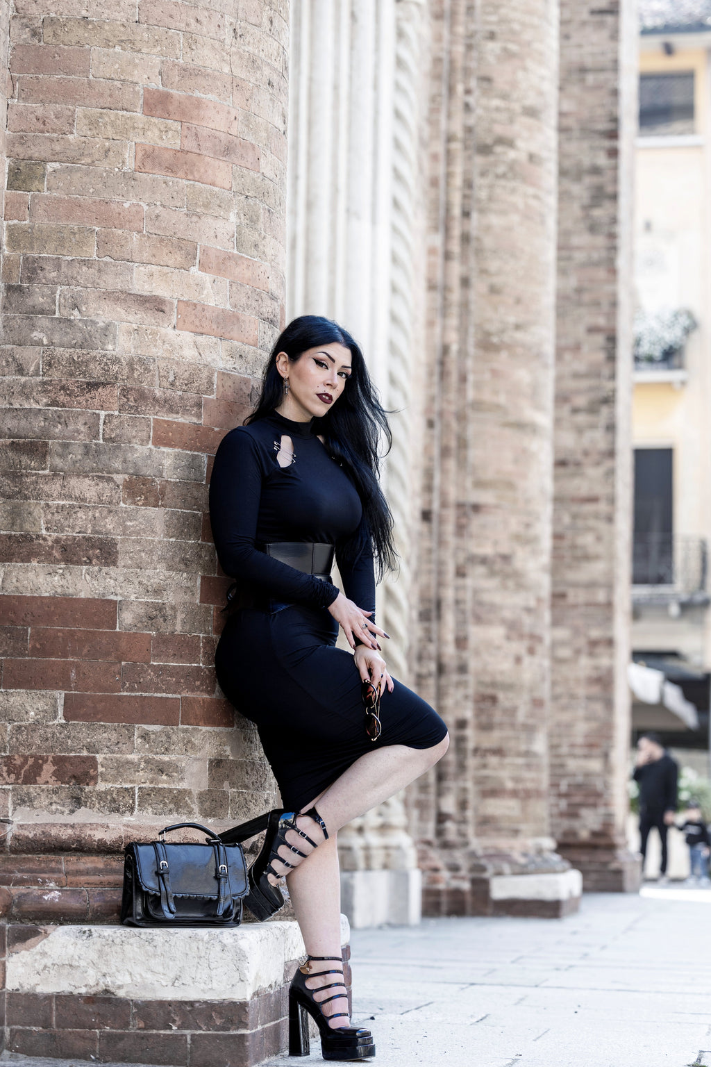 Necessary Evil Nyx Goth Midi Dress | Black Viscose Jersey Punk Style