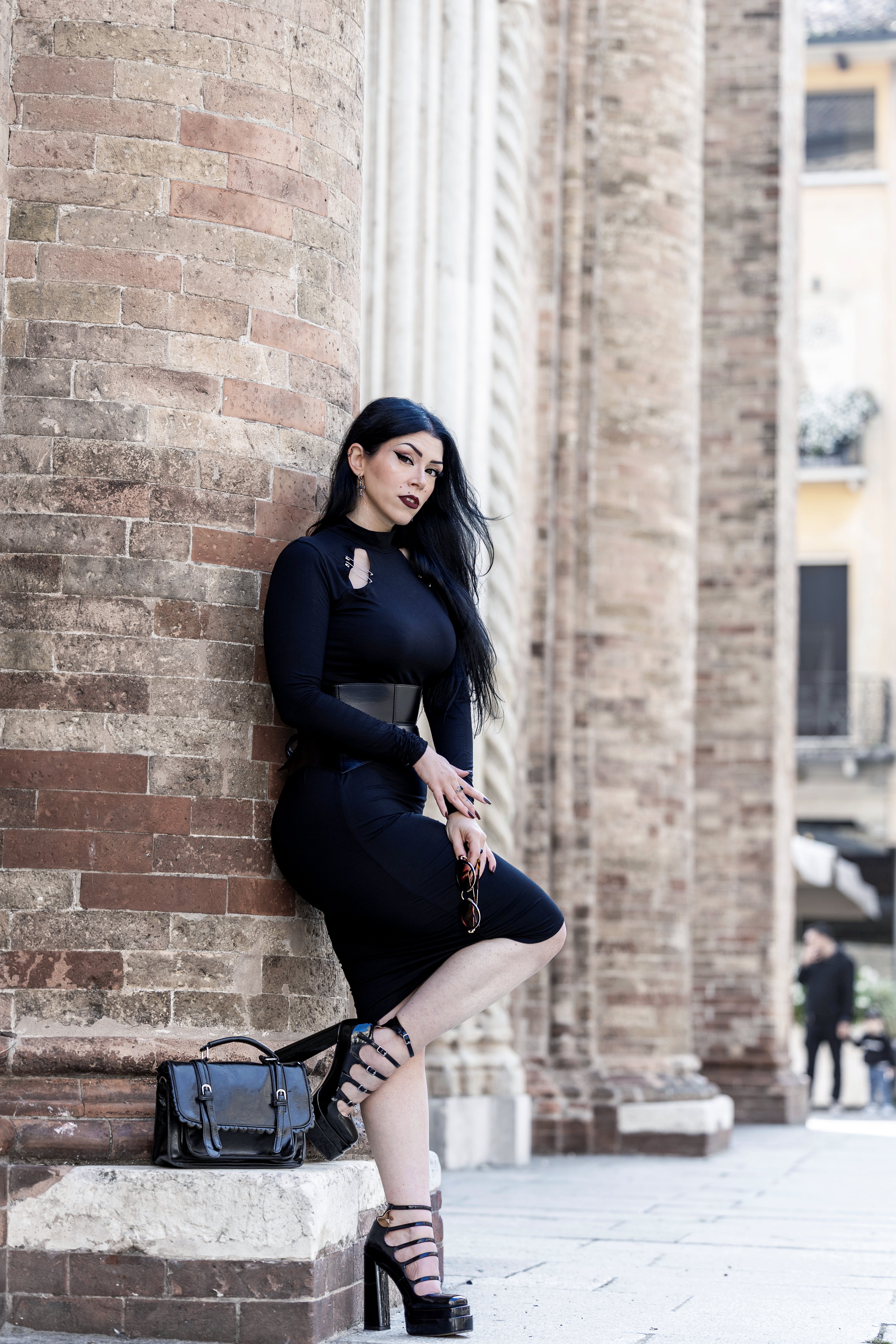 Necessary Evil Nyx Goth Midi Dress | Black Viscose Jersey Punk Style
