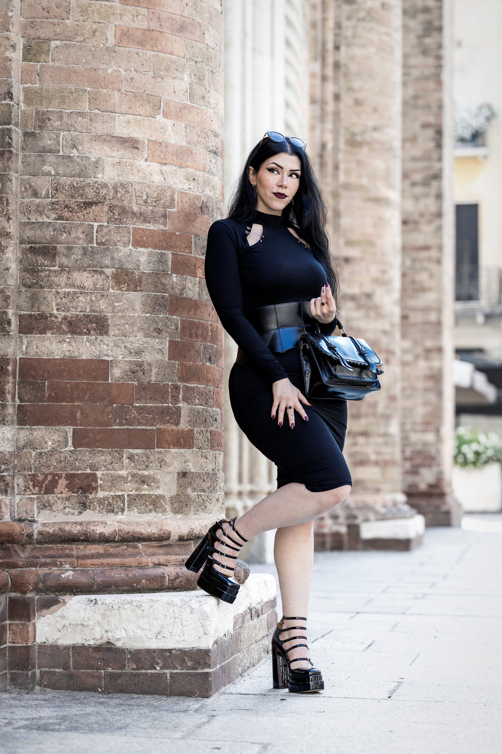 Necessary Evil Nyx Goth Midi Dress | Black Viscose Jersey Punk Style