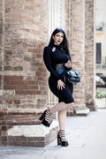 Necessary Evil Nyx Goth Midi Dress | Black Viscose Jersey Punk Style