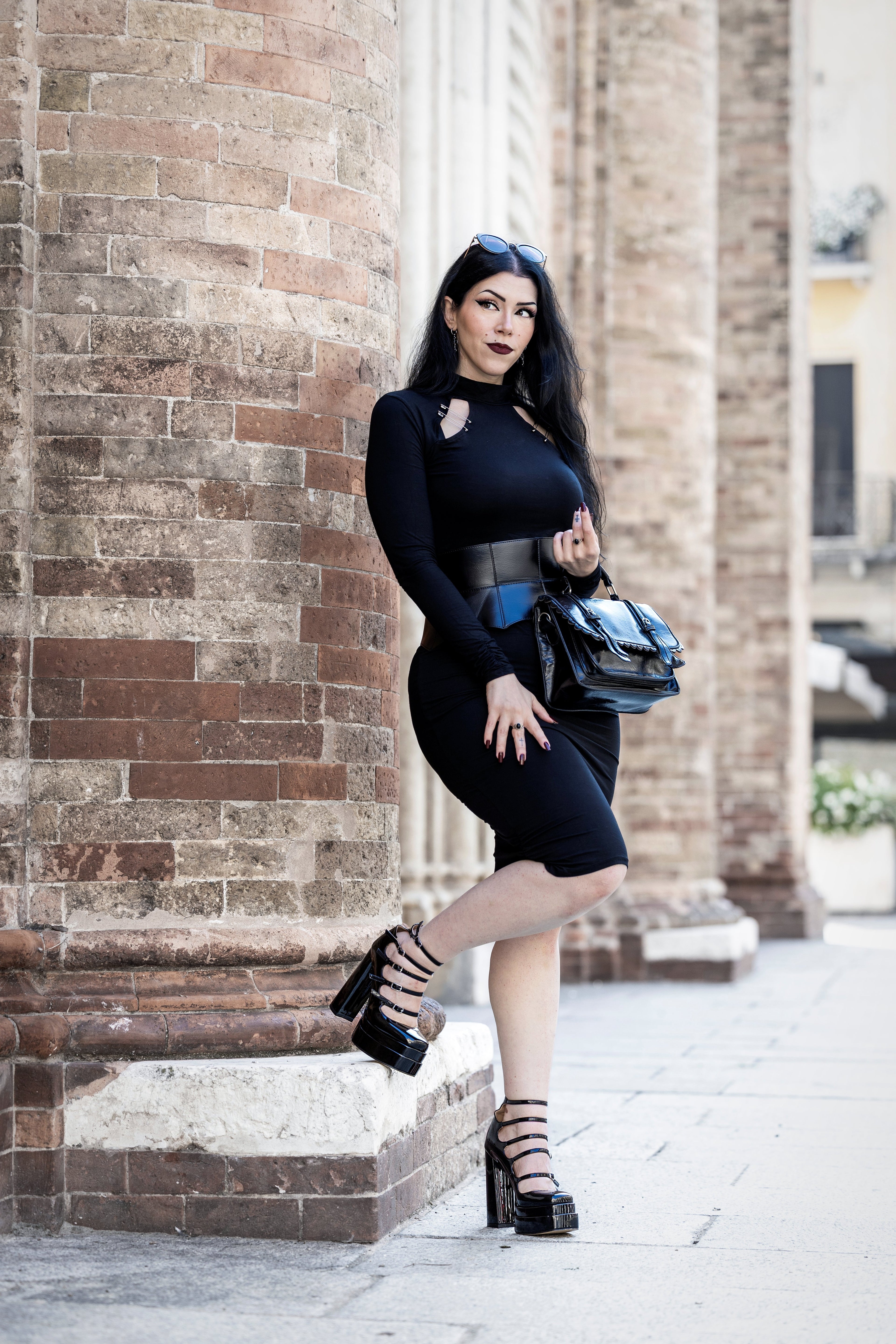 Necessary Evil Nyx Goth Midi Dress | Black Viscose Jersey Punk Style