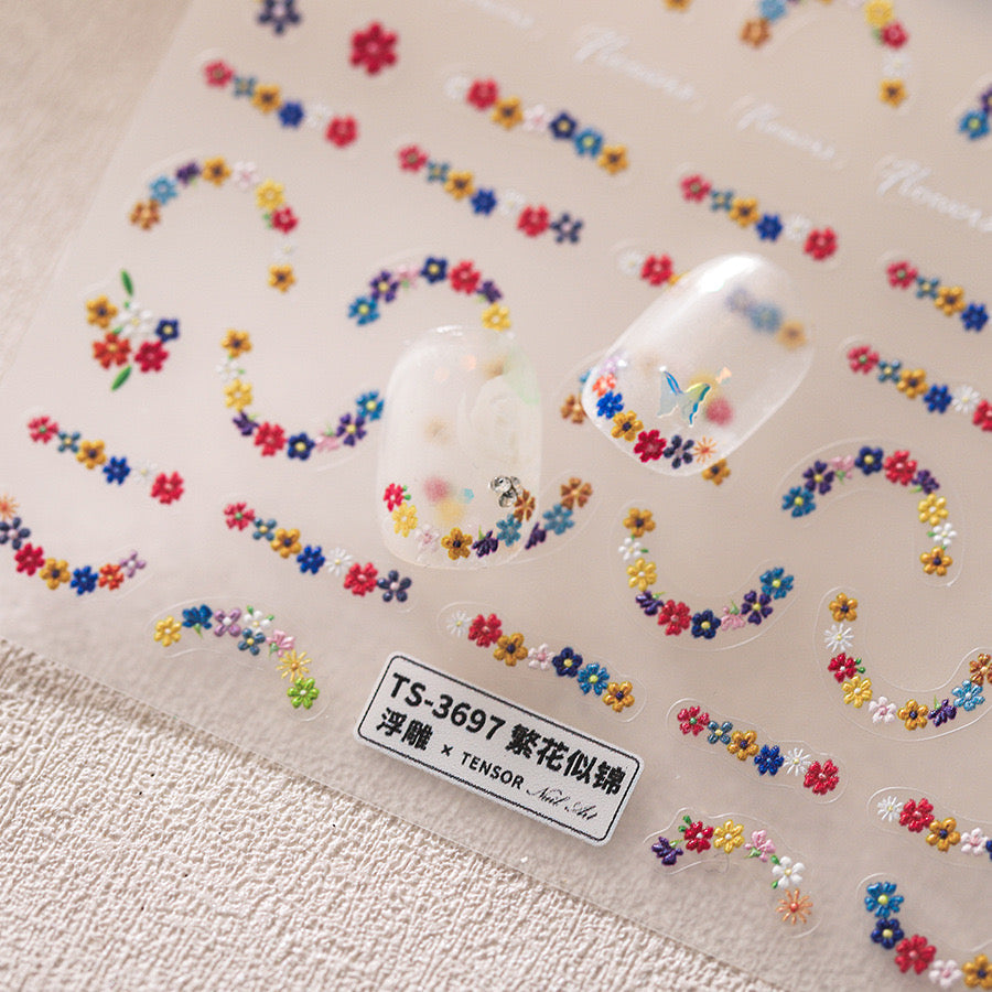 LuLuFun Studio Spring Flower Nail Deco Stickers - Mini Floral Decals