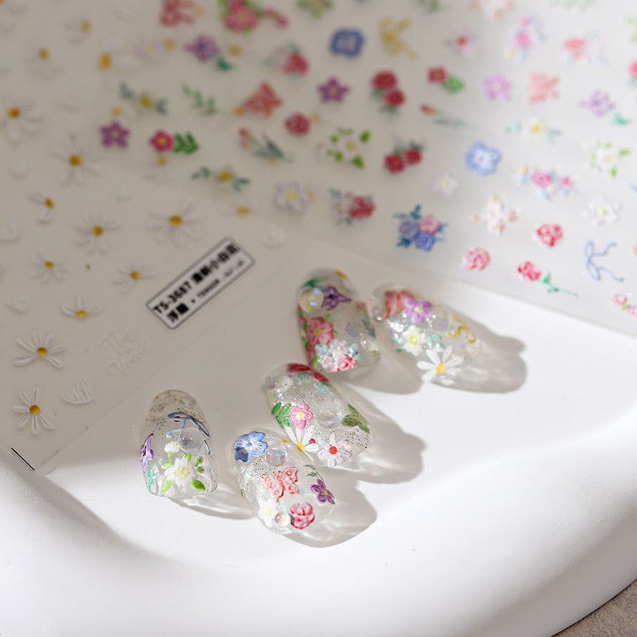 LuLuFun Studio Spring Daisy Wild Flower Nail Deco Stickers - 1 Sheet
