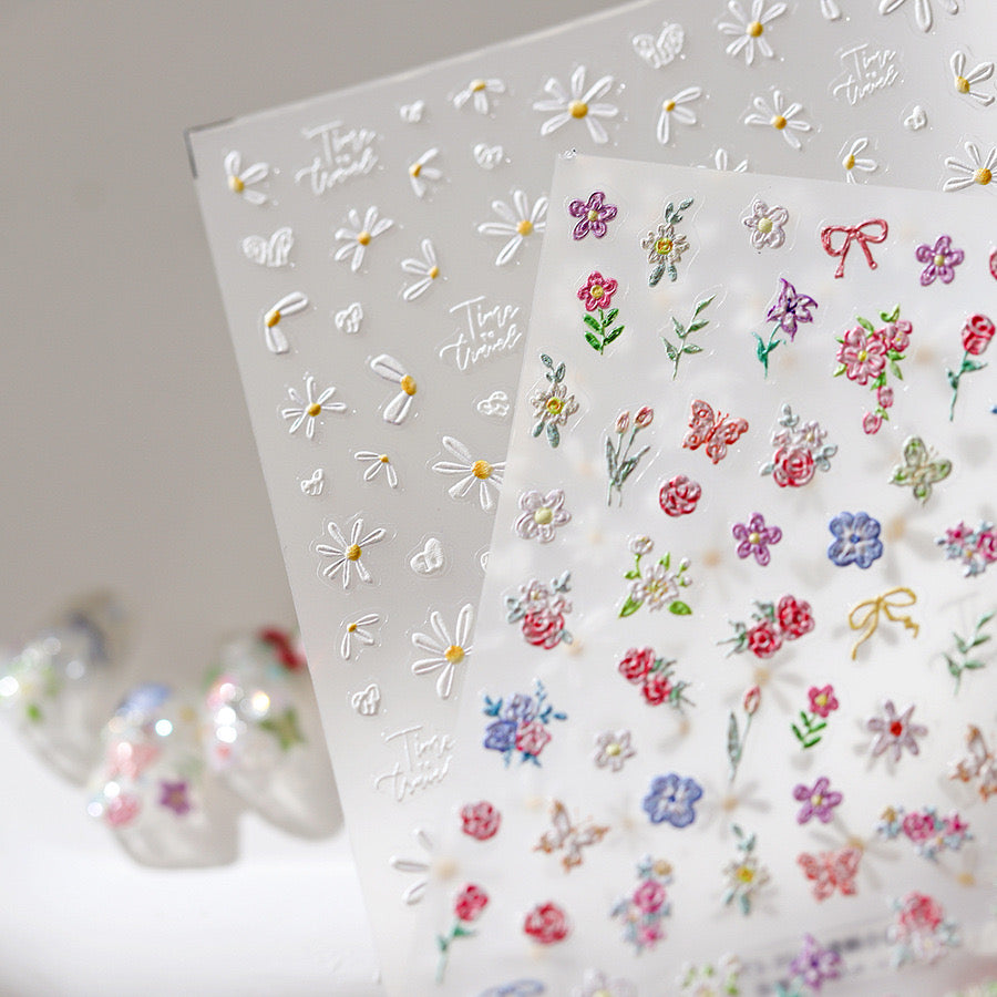 LuLuFun Studio Spring Daisy Wild Flower Nail Deco Stickers - 1 Sheet