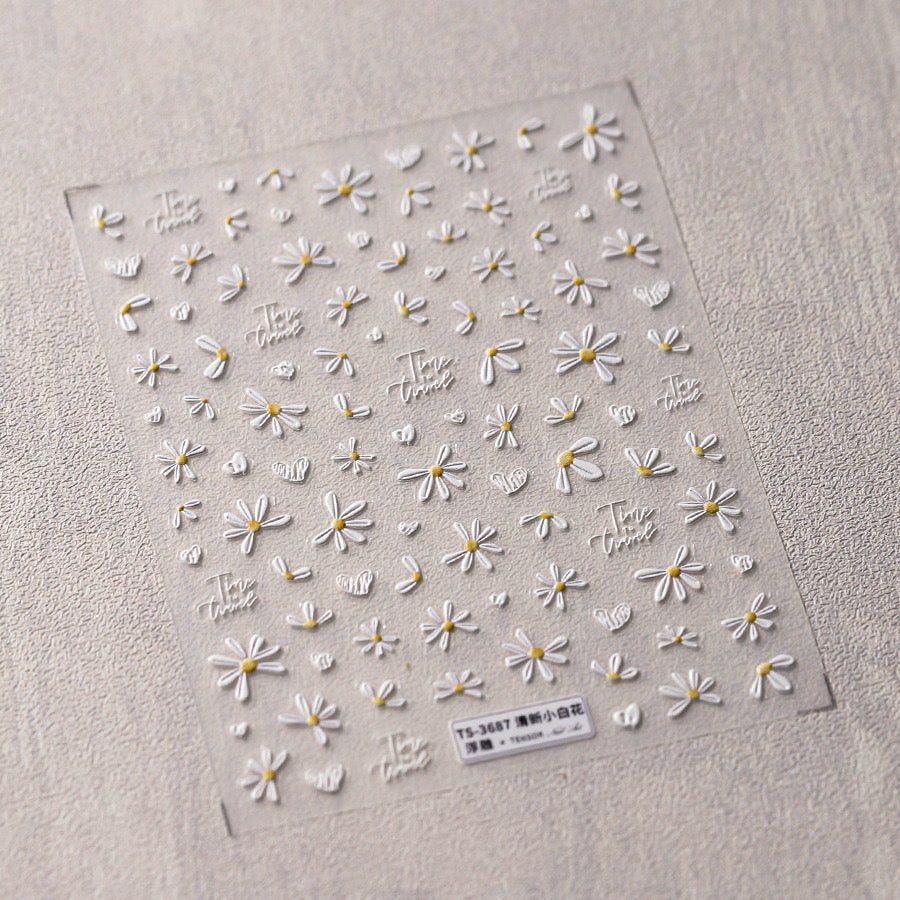 LuLuFun Studio Spring Daisy Wild Flower Nail Deco Stickers - 1 Sheet
