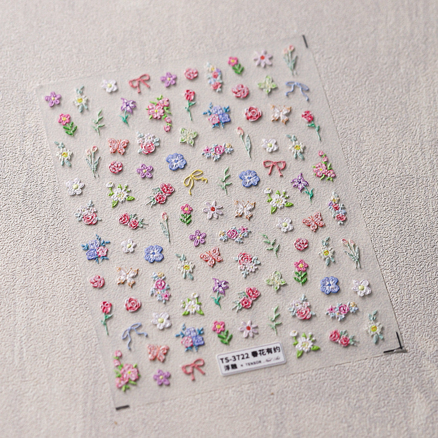 LuLuFun Studio Spring Daisy Wild Flower Nail Deco Stickers - 1 Sheet
