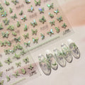 LuLuFun Studio | 5D Embossed Crystal Green Butterfly Nail Art Stickers