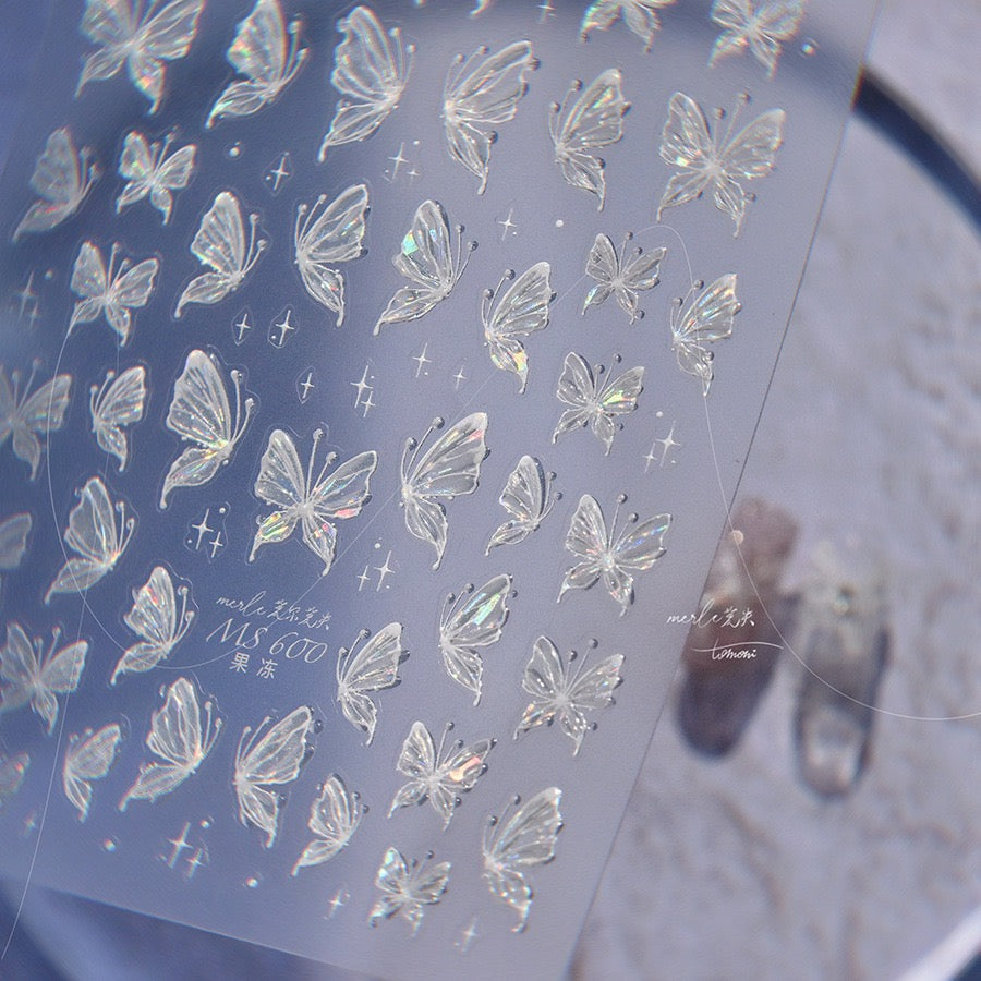 LuLuFun Studio Crystal Dream Butterfly 5D Nail Deco Stickers - 1 Sheet