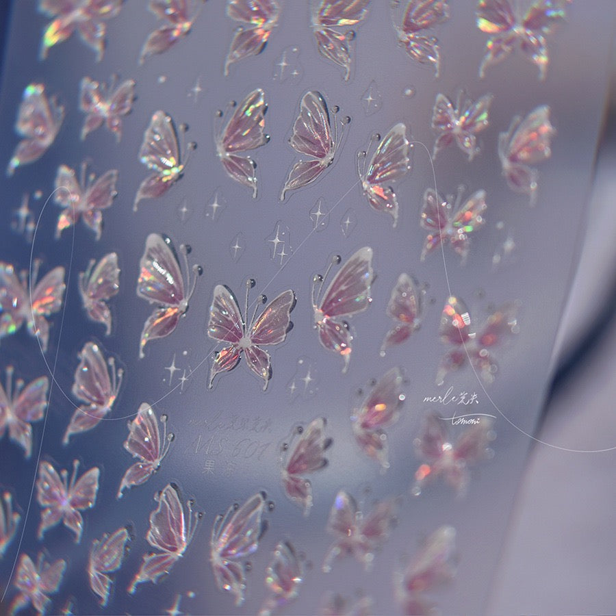 LuLuFun Studio Crystal Dream Butterfly 5D Nail Deco Stickers - 1 Sheet
