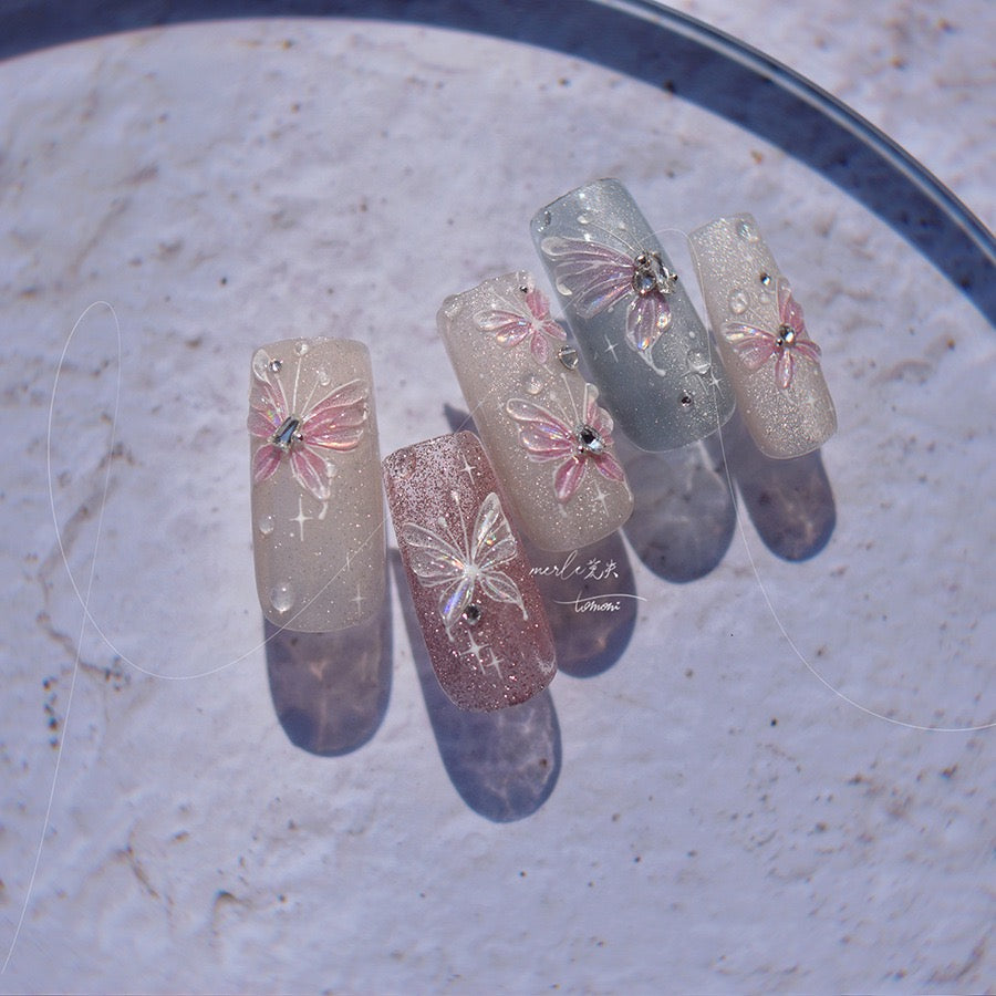 LuLuFun Studio Crystal Dream Butterfly 5D Nail Deco Stickers - 1 Sheet