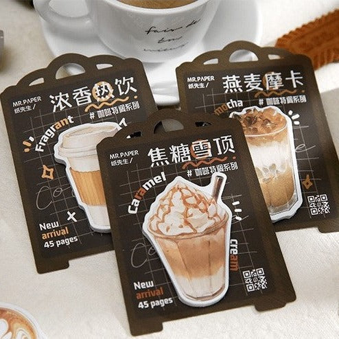 LuLuFun Studio Coffee Drink Sticky Notes – 45 Sheet Memo Pad Stationery
