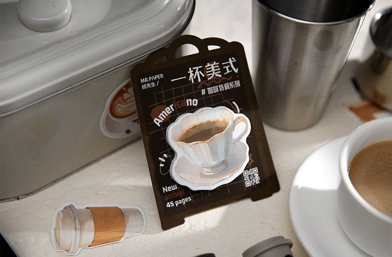 LuLuFun Studio Coffee Drink Sticky Notes – 45 Sheet Memo Pad Stationery