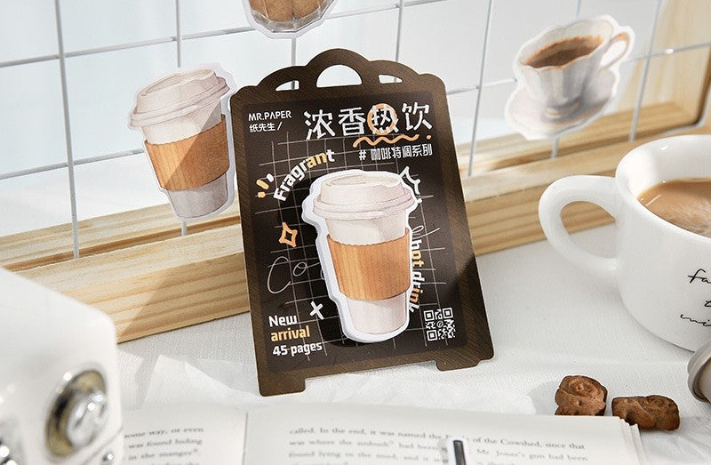 LuLuFun Studio Coffee Drink Sticky Notes – 45 Sheet Memo Pad Stationery