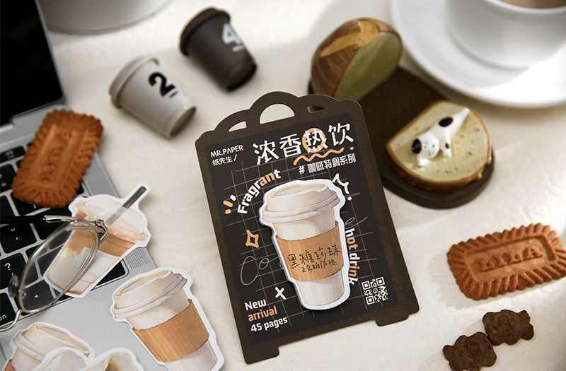 LuLuFun Studio Coffee Drink Sticky Notes – 45 Sheet Memo Pad Stationery