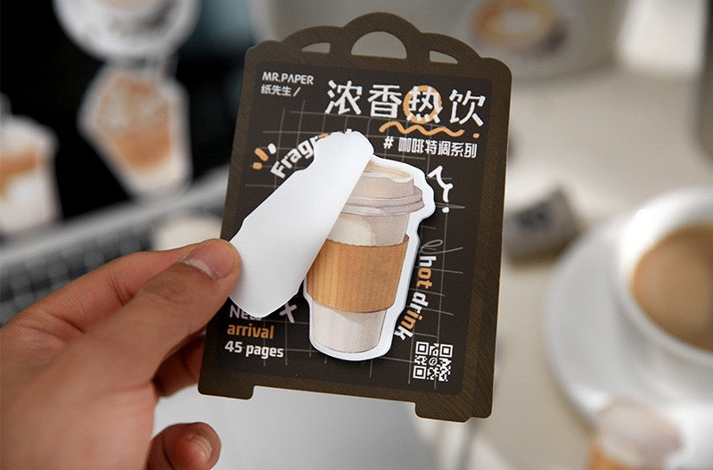 LuLuFun Studio Coffee Drink Sticky Notes – 45 Sheet Memo Pad Stationery