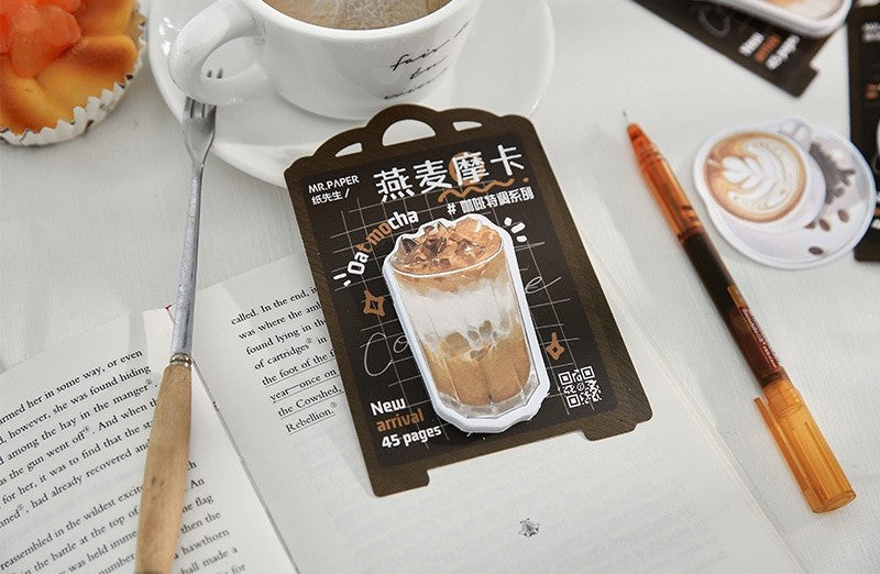 LuLuFun Studio Coffee Drink Sticky Notes – 45 Sheet Memo Pad Stationery