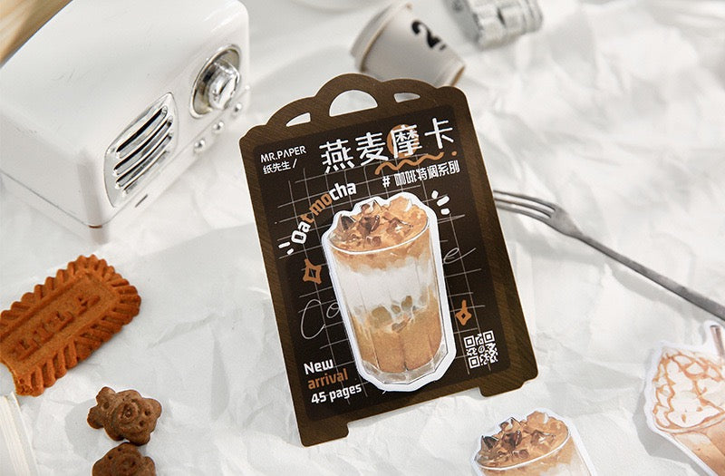 LuLuFun Studio Coffee Drink Sticky Notes – 45 Sheet Memo Pad Stationery