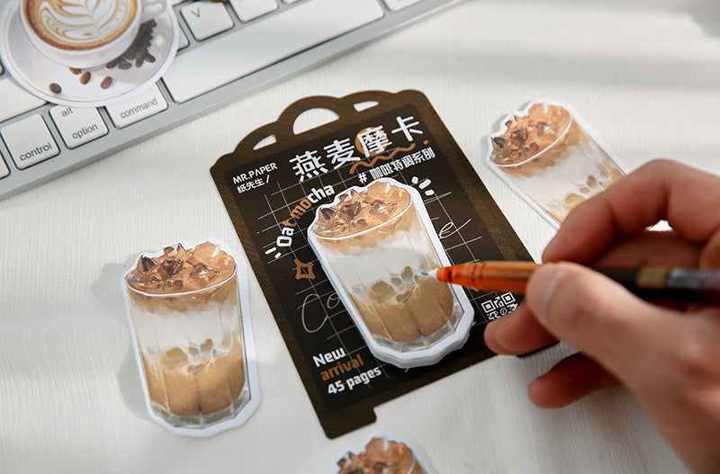 LuLuFun Studio Coffee Drink Sticky Notes – 45 Sheet Memo Pad Stationery
