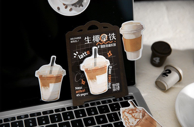 LuLuFun Studio Coffee Drink Sticky Notes – 45 Sheet Memo Pad Stationery